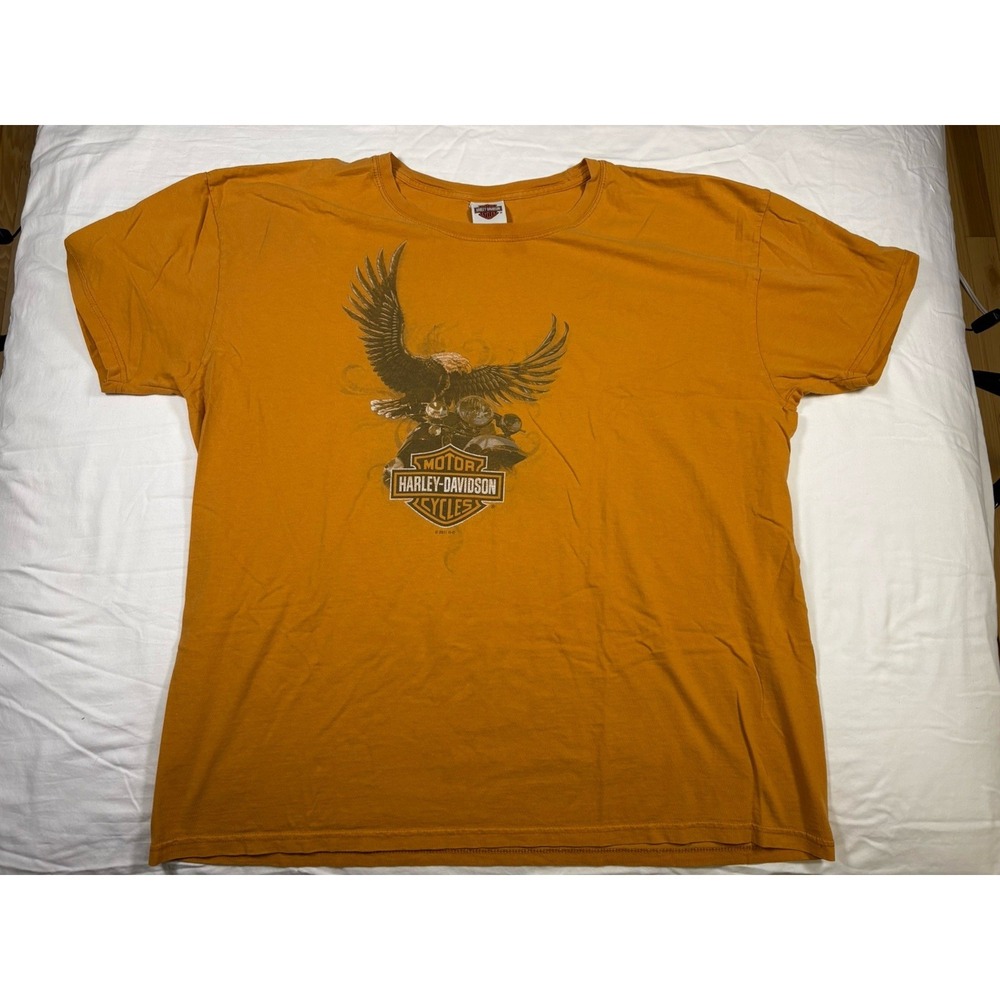 Harley Davidson Bald Eagle Flame  T Shirt 2XL Orange Chambersburg, PA